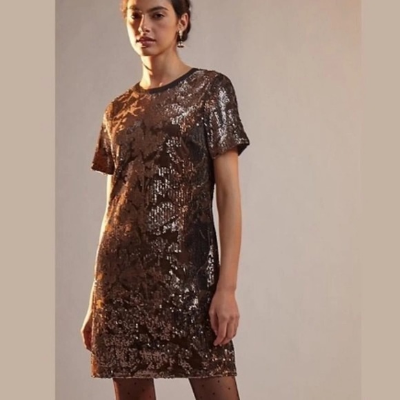 Anthropologie Dresses & Skirts - Anthropologie Ro & De Andi Sequined Tee Shift Dress